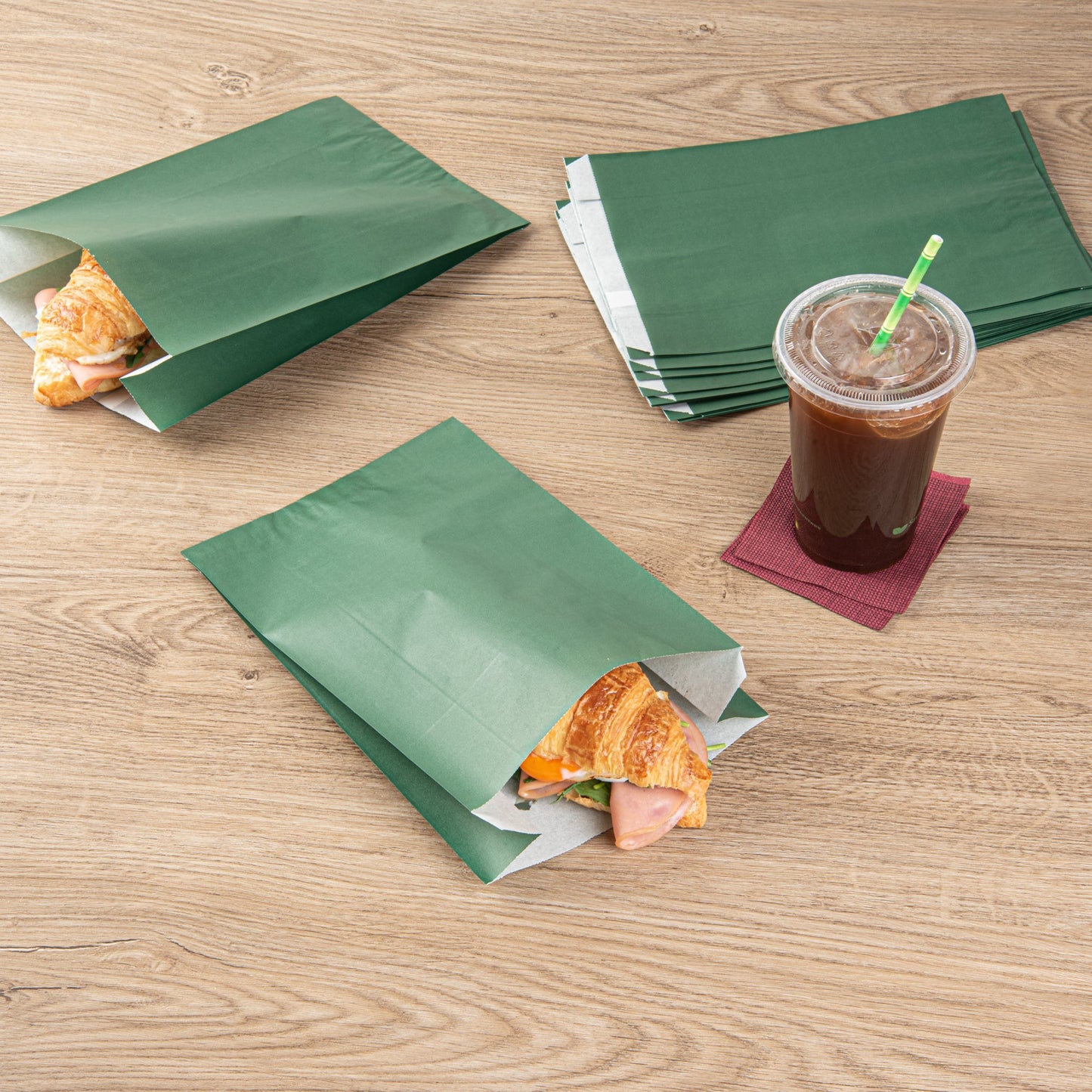 Bag Tek Forest Green Paper French Fry / Snack Bag - 7" x 3" x 11" - 100 count box