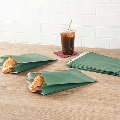Bag Tek Forest Green Paper French Fry / Snack Bag - 7" x 3" x 11" - 100 count box