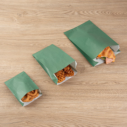 Bag Tek Forest Green Paper French Fry / Snack Bag - 7" x 3" x 11" - 100 count box