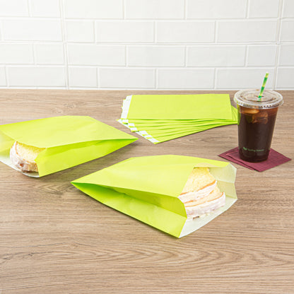 Bag Tek Eco Green Paper French Fry / Snack Bag - 7" x 3" x 11" - 100 count box