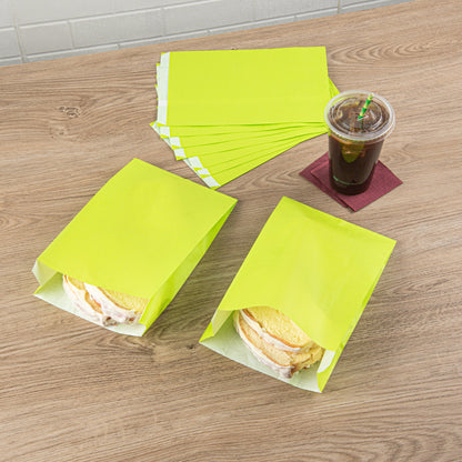 Bag Tek Eco Green Paper French Fry / Snack Bag - 7" x 3" x 11" - 100 count box