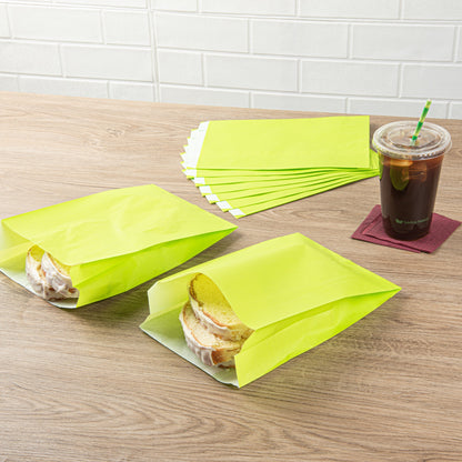 Bag Tek Eco Green Paper French Fry / Snack Bag - 7" x 3" x 11" - 100 count box