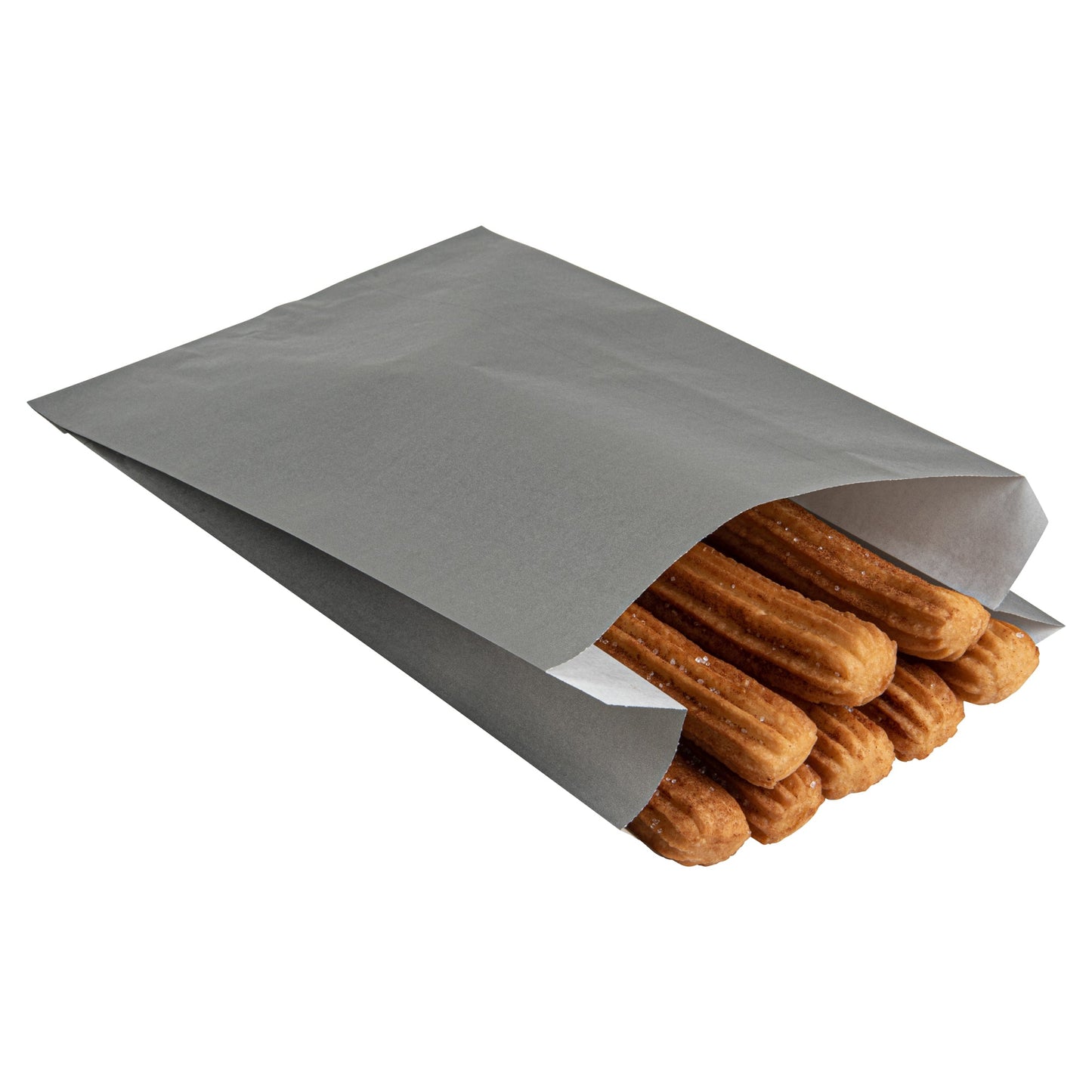 Bag Tek Gray Paper French Fry / Snack Bag - 7" x 3" x 11" - 100 count box