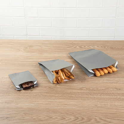 Bag Tek Gray Paper French Fry / Snack Bag - 7" x 3" x 11" - 100 count box