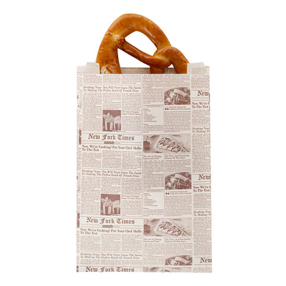 Bag Tek Sepia Newsprint Paper French Fry / Snack Bag - 7" x 3" x 11" - 100 count box
