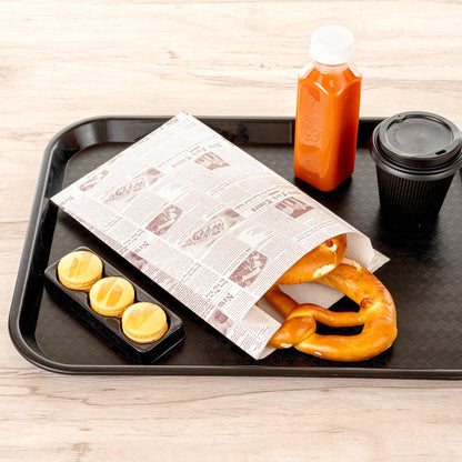 Bag Tek Sepia Newsprint Paper French Fry / Snack Bag - 7" x 3" x 11" - 100 count box