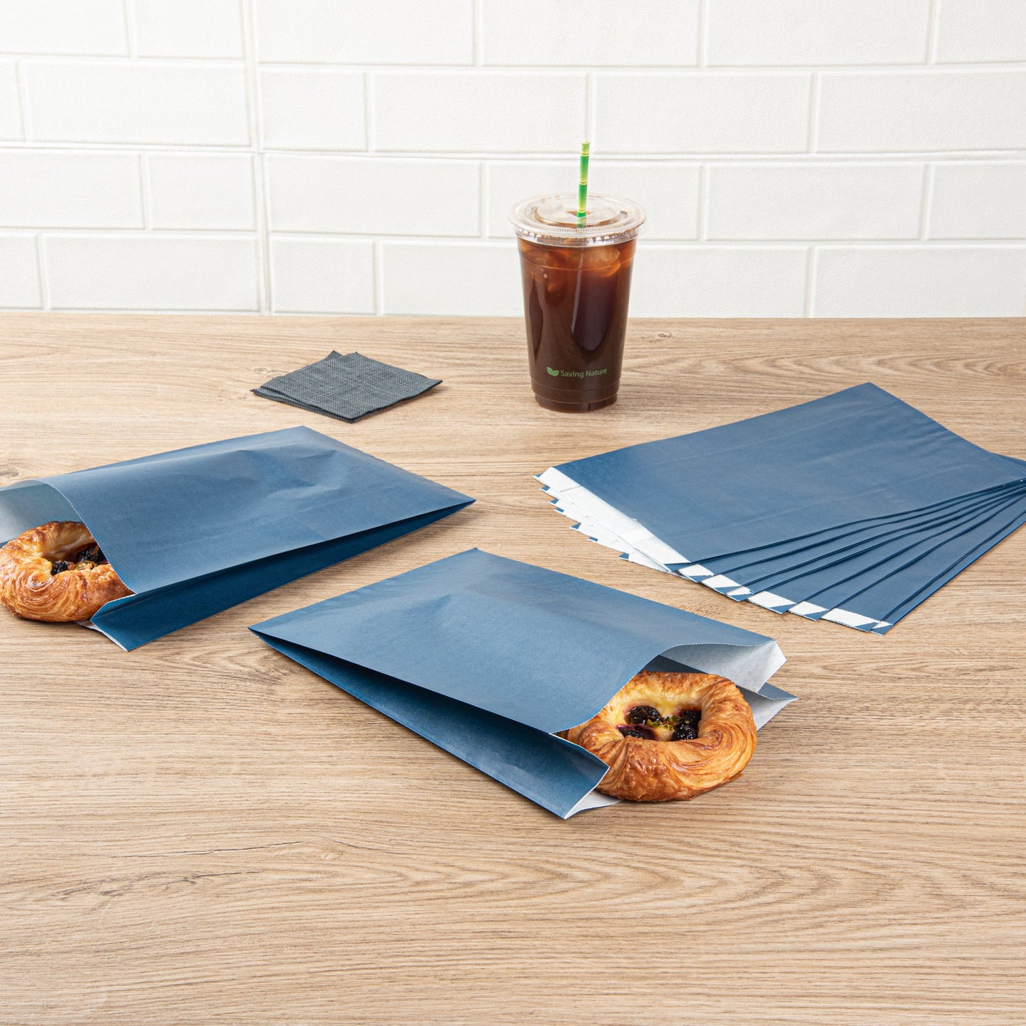 Bag Tek Midnight Blue Paper French Fry / Snack Bag - 7" x 3" x 11" - 100 count box