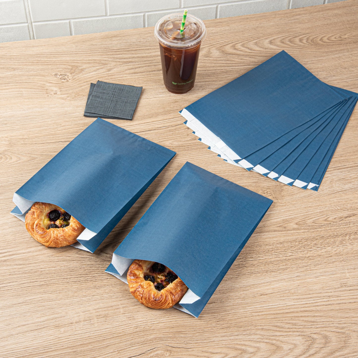 Bag Tek Midnight Blue Paper French Fry / Snack Bag - 7" x 3" x 11" - 100 count box