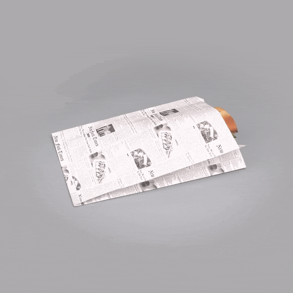 Bag Tek Newsprint Paper French Fry / Snack Bag - 7" x 3" x 11" - 100 count box
