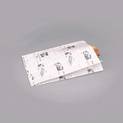 Bag Tek Newsprint Paper French Fry / Snack Bag - 7" x 3" x 11" - 100 count box