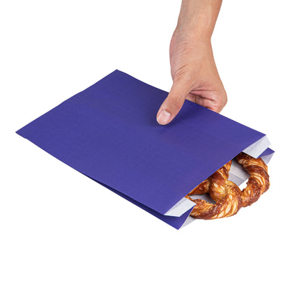 Bag Tek Purple Paper French Fry / Snack Bag - 7" x 3" x 11" - 100 count box
