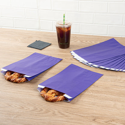 Bag Tek Purple Paper French Fry / Snack Bag - 7" x 3" x 11" - 100 count box