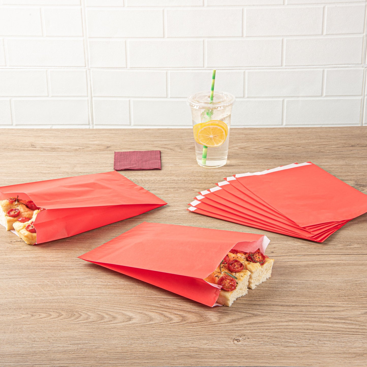 Bag Tek Red Paper French Fry / Snack Bag - 7" x 3" x 11" - 100 count box