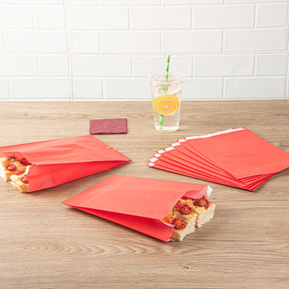 Bag Tek Red Paper French Fry / Snack Bag - 7" x 3" x 11" - 100 count box