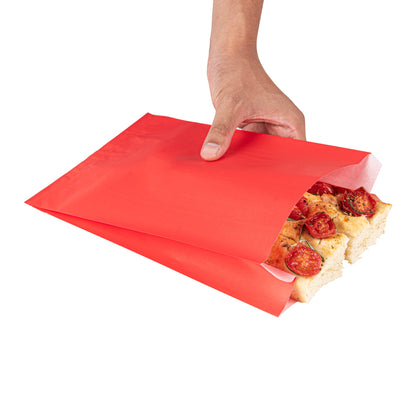 Bag Tek Red Paper French Fry / Snack Bag - 7" x 3" x 11" - 100 count box