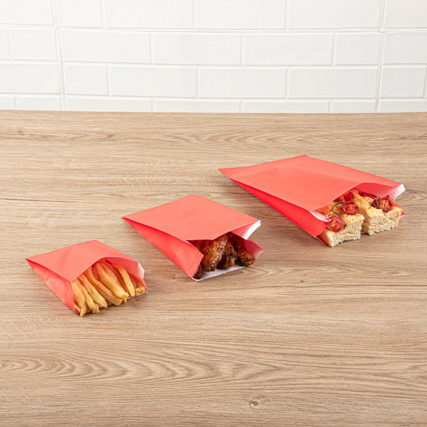 Bag Tek Red Paper French Fry / Snack Bag - 7" x 3" x 11" - 100 count box
