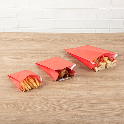 Bag Tek Red Paper French Fry / Snack Bag - 7" x 3" x 11" - 100 count box