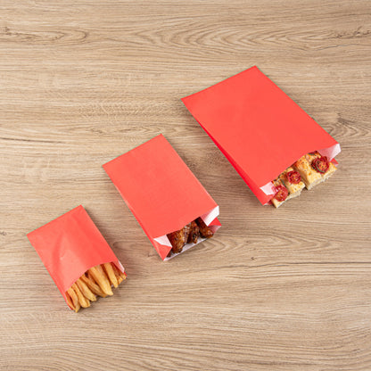 Bag Tek Red Paper French Fry / Snack Bag - 7" x 3" x 11" - 100 count box