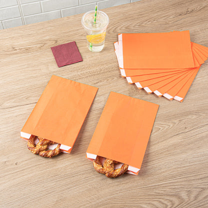 Bag Tek Tangerine Orange Paper French Fry / Snack Bag - 7" x 3" x 11" - 100 count box