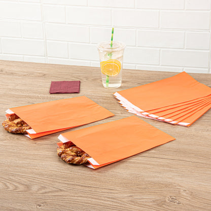 Bag Tek Tangerine Orange Paper French Fry / Snack Bag - 7" x 3" x 11" - 100 count box