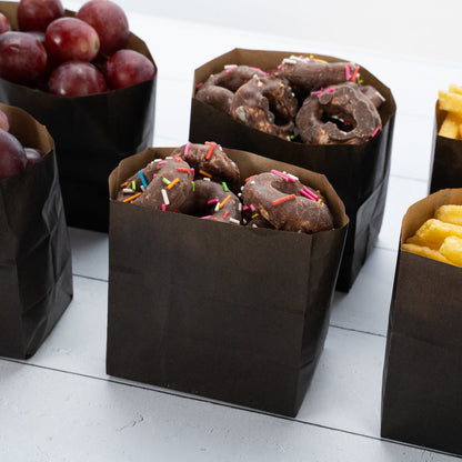 Bag Tek Black Paper Small Snack Bag - 4" x 2 1/4" x 3 3/4" - 100 count box