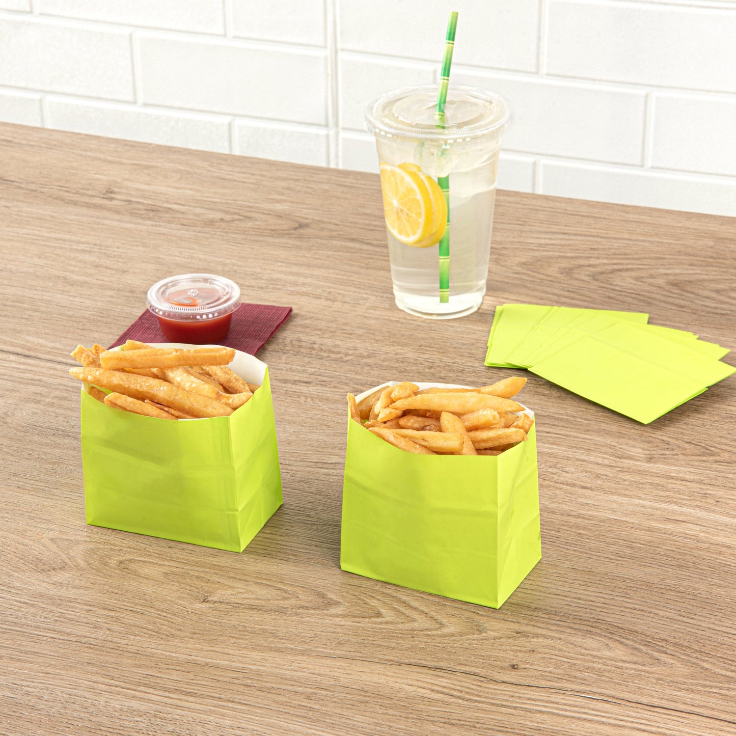 Bag Tek Eco Green Paper Small Snack Bag - 3 3/4" x 2 1/4" x 3 3/4" - 100 count box