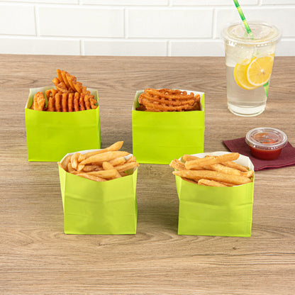 Bag Tek Eco Green Paper Small Snack Bag - 3 3/4" x 2 1/4" x 3 3/4" - 100 count box