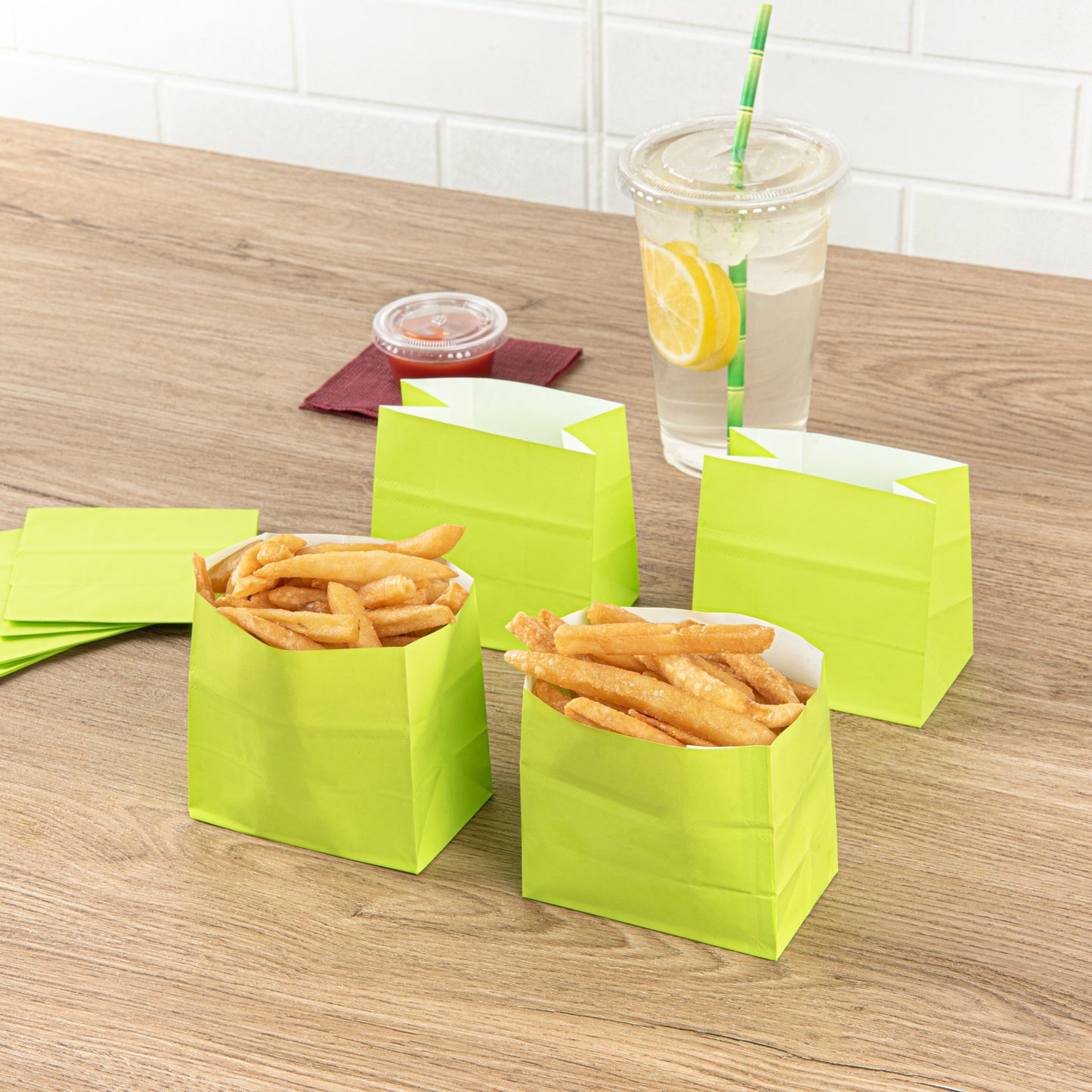 Bag Tek Eco Green Paper Small Snack Bag - 3 3/4" x 2 1/4" x 3 3/4" - 100 count box