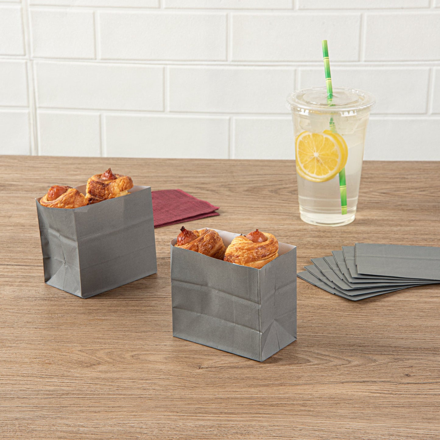 Bag Tek Gray Paper Small Snack Bag - 3 3/4" x 2 1/4" x 3 3/4" - 100 count box