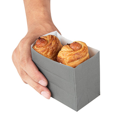 Bag Tek Gray Paper Small Snack Bag - 3 3/4" x 2 1/4" x 3 3/4" - 100 count box