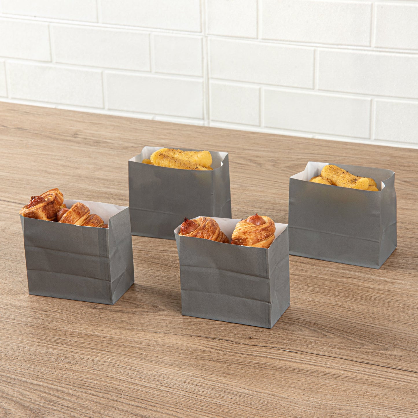 Bag Tek Gray Paper Small Snack Bag - 3 3/4" x 2 1/4" x 3 3/4" - 100 count box