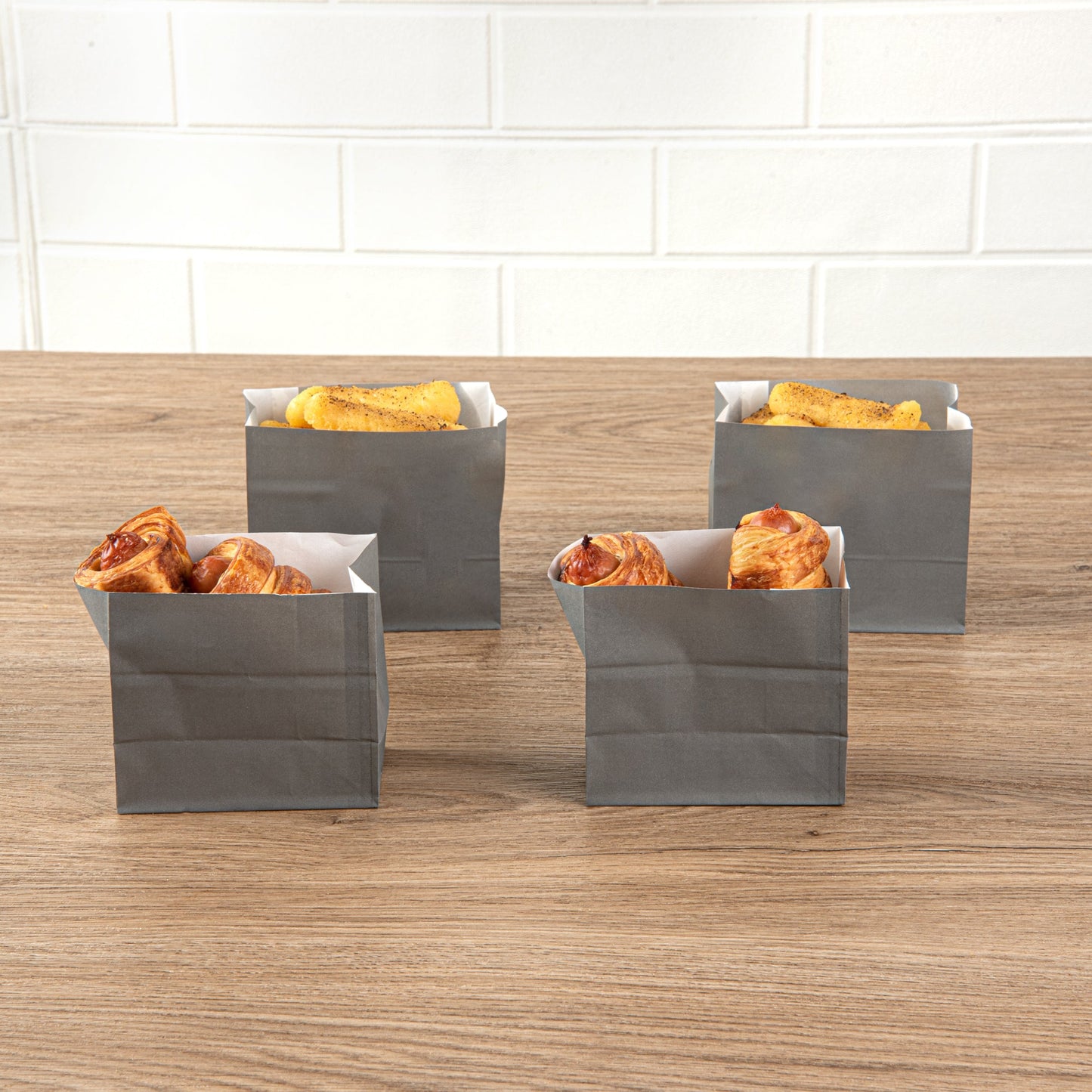 Bag Tek Gray Paper Small Snack Bag - 3 3/4" x 2 1/4" x 3 3/4" - 100 count box