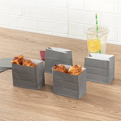 Bag Tek Gray Paper Small Snack Bag - 3 3/4" x 2 1/4" x 3 3/4" - 100 count box