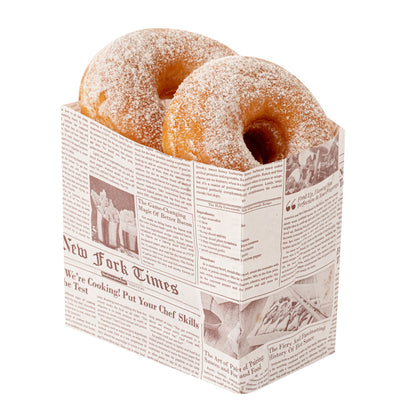 Bag Tek Sepia Newsprint Paper Small Snack Bag - 4" x 2 1/4" x 3 3/4" - 100 count box