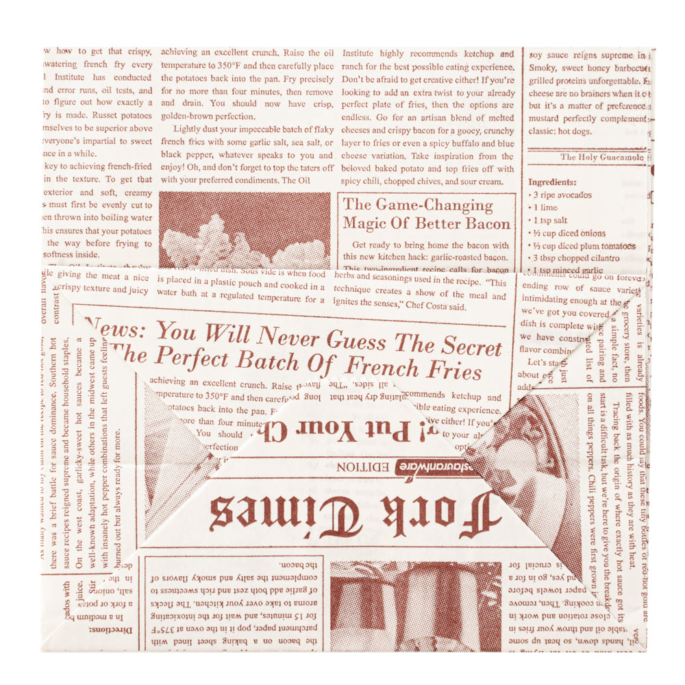 Bag Tek Sepia Newsprint Paper Small Snack Bag - 4" x 2 1/4" x 3 3/4" - 100 count box