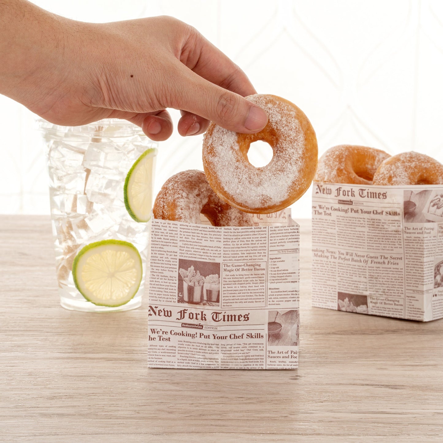 Bag Tek Sepia Newsprint Paper Small Snack Bag - 4" x 2 1/4" x 3 3/4" - 100 count box