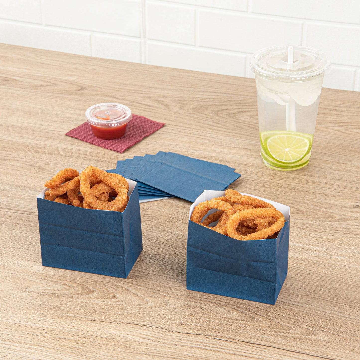 Bag Tek Midnight Blue Paper Small Snack Bag - 3 3/4" x 2 1/4" x 3 3/4" - 100 count box