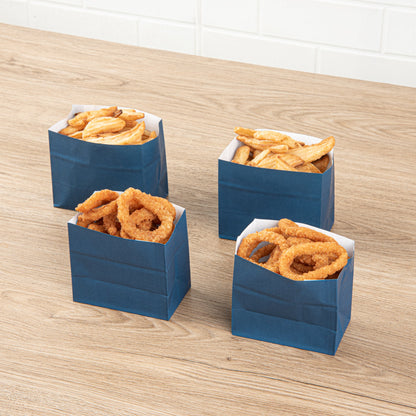 Bag Tek Midnight Blue Paper Small Snack Bag - 3 3/4" x 2 1/4" x 3 3/4" - 100 count box