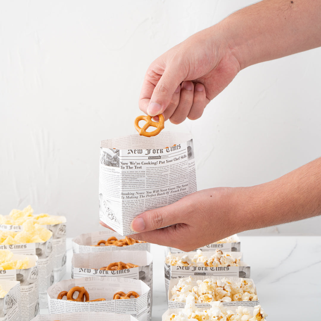 Bag Tek Newsprint Paper Small Snack Bag - 4" x 2 1/4" x 3 3/4" - 100 count box