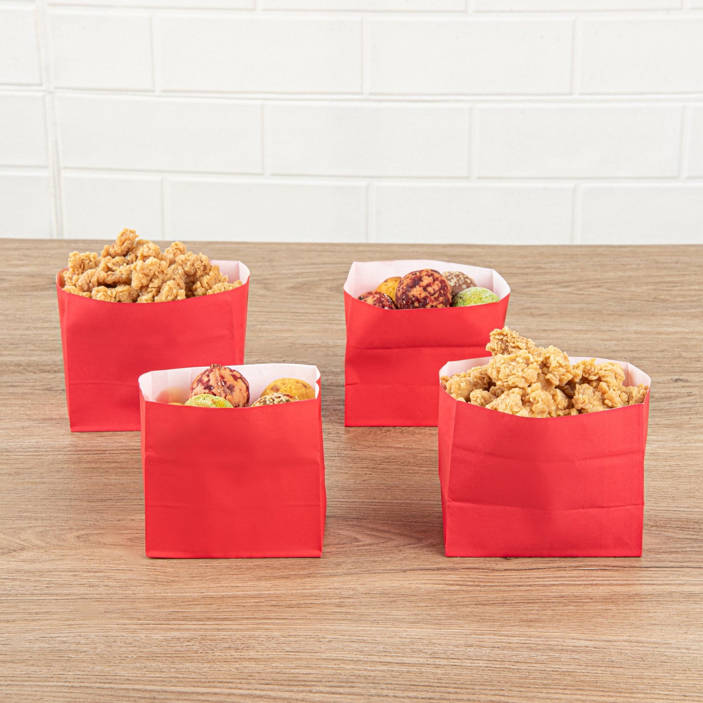 Bag Tek Red Paper Small Snack Bag - 3 3/4" x 2 1/4" x 3 3/4" - 100 count box