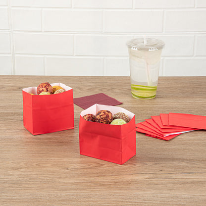 Bag Tek Red Paper Small Snack Bag - 3 3/4" x 2 1/4" x 3 3/4" - 100 count box