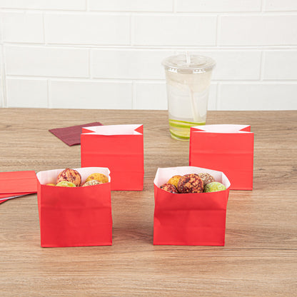 Bag Tek Red Paper Small Snack Bag - 3 3/4" x 2 1/4" x 3 3/4" - 100 count box