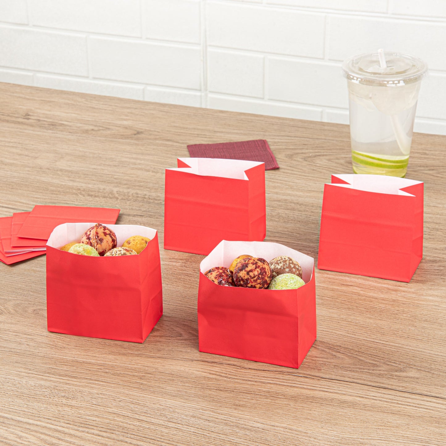 Bag Tek Red Paper Small Snack Bag - 3 3/4" x 2 1/4" x 3 3/4" - 100 count box