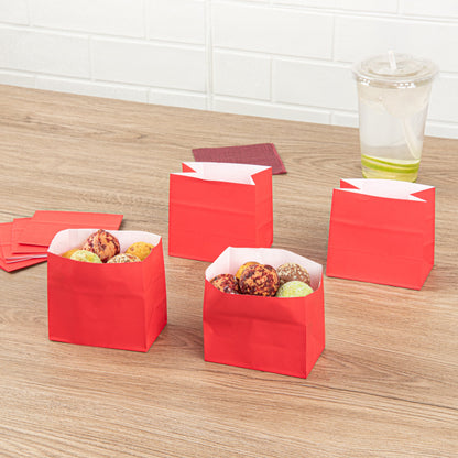Bag Tek Red Paper Small Snack Bag - 3 3/4" x 2 1/4" x 3 3/4" - 100 count box