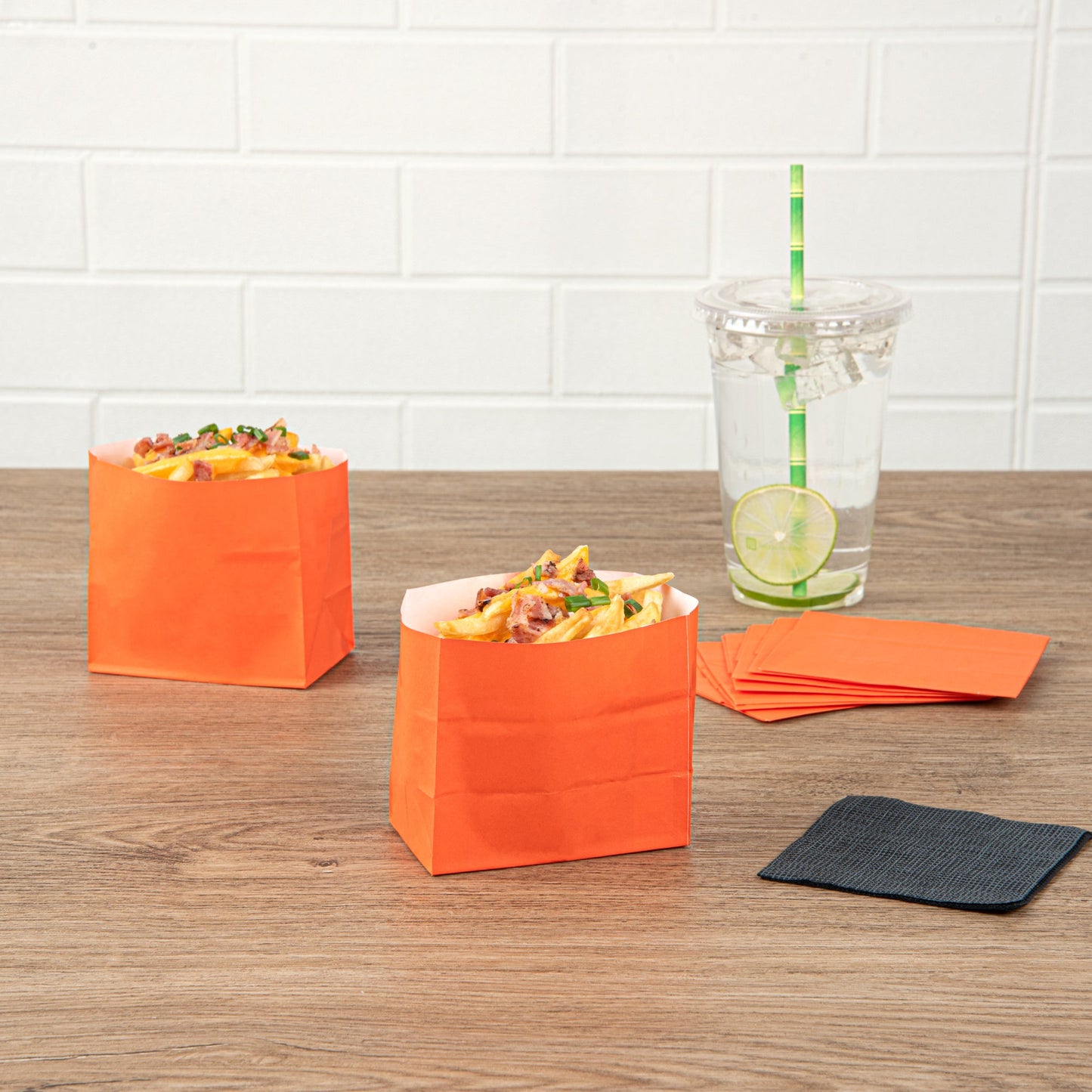 Bag Tek Tangerine Orange Paper Small Snack Bag - 3 3/4" x 2 1/4" x 3 3/4" - 100 count box