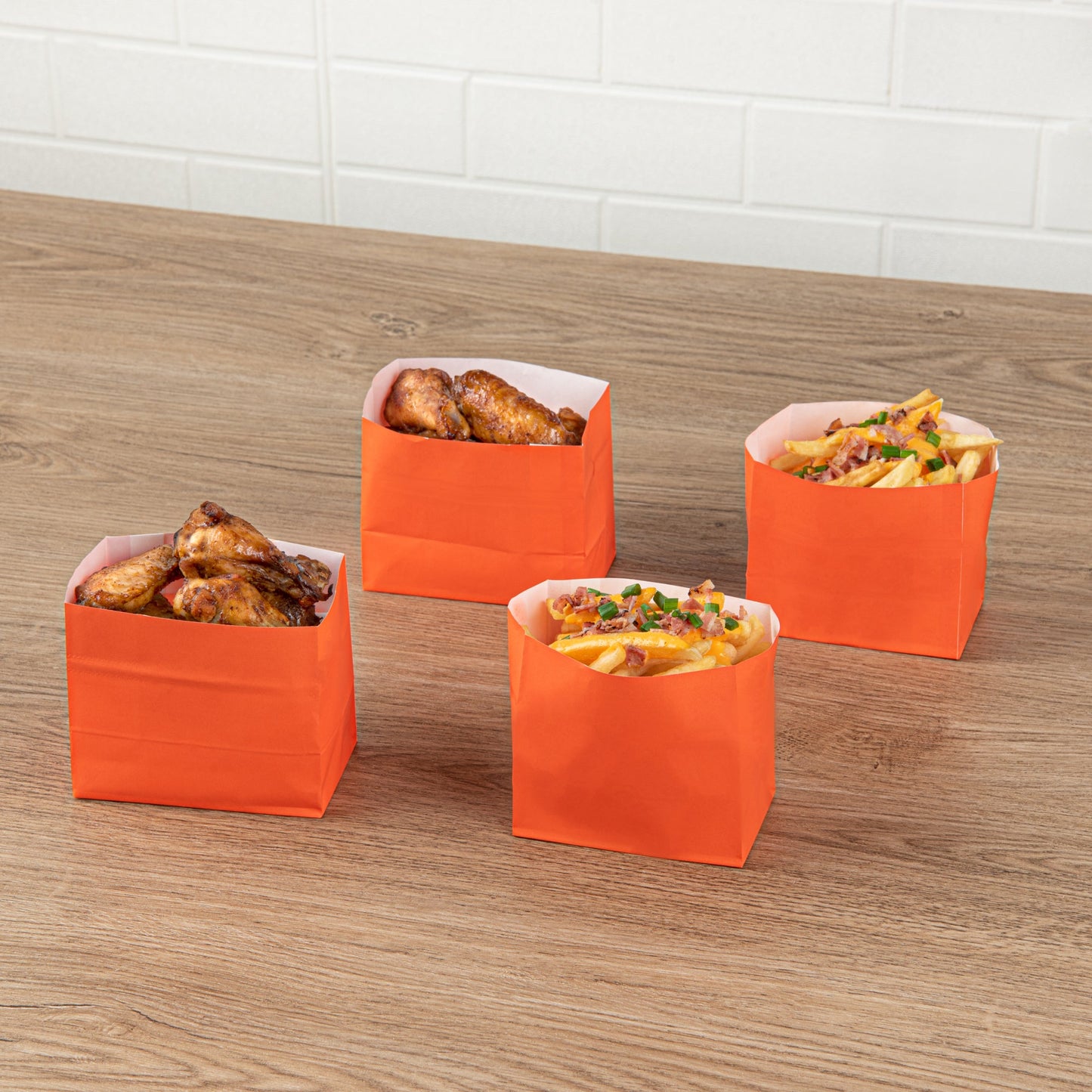Bag Tek Tangerine Orange Paper Small Snack Bag - 3 3/4" x 2 1/4" x 3 3/4" - 100 count box