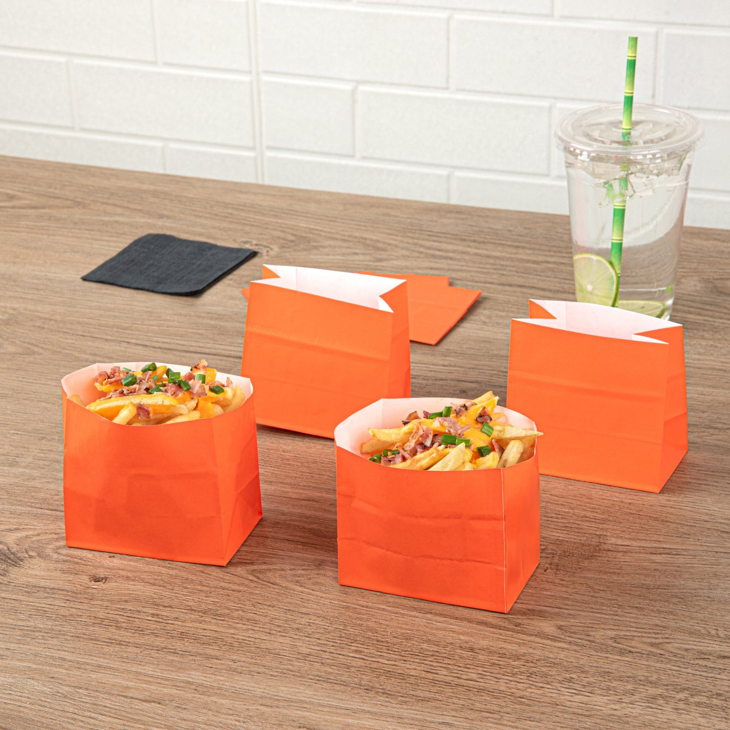 Bag Tek Tangerine Orange Paper Small Snack Bag - 3 3/4" x 2 1/4" x 3 3/4" - 100 count box
