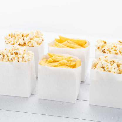 Bag Tek White Paper Small Snack Bag - 4" x 2 1/4" x 3 3/4" - 100 count box