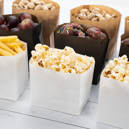 Bag Tek White Paper Small Snack Bag - 4" x 2 1/4" x 3 3/4" - 100 count box