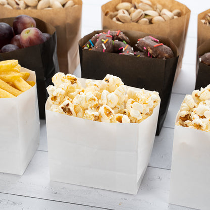 Bag Tek White Paper Small Snack Bag - 4" x 2 1/4" x 3 3/4" - 100 count box
